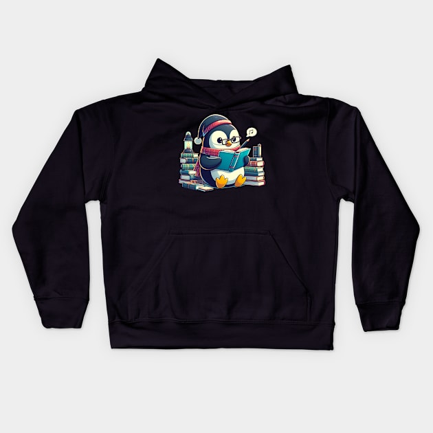 Penguin Reading Read Reading Librarian Book Kids Hoodie by ttao4164